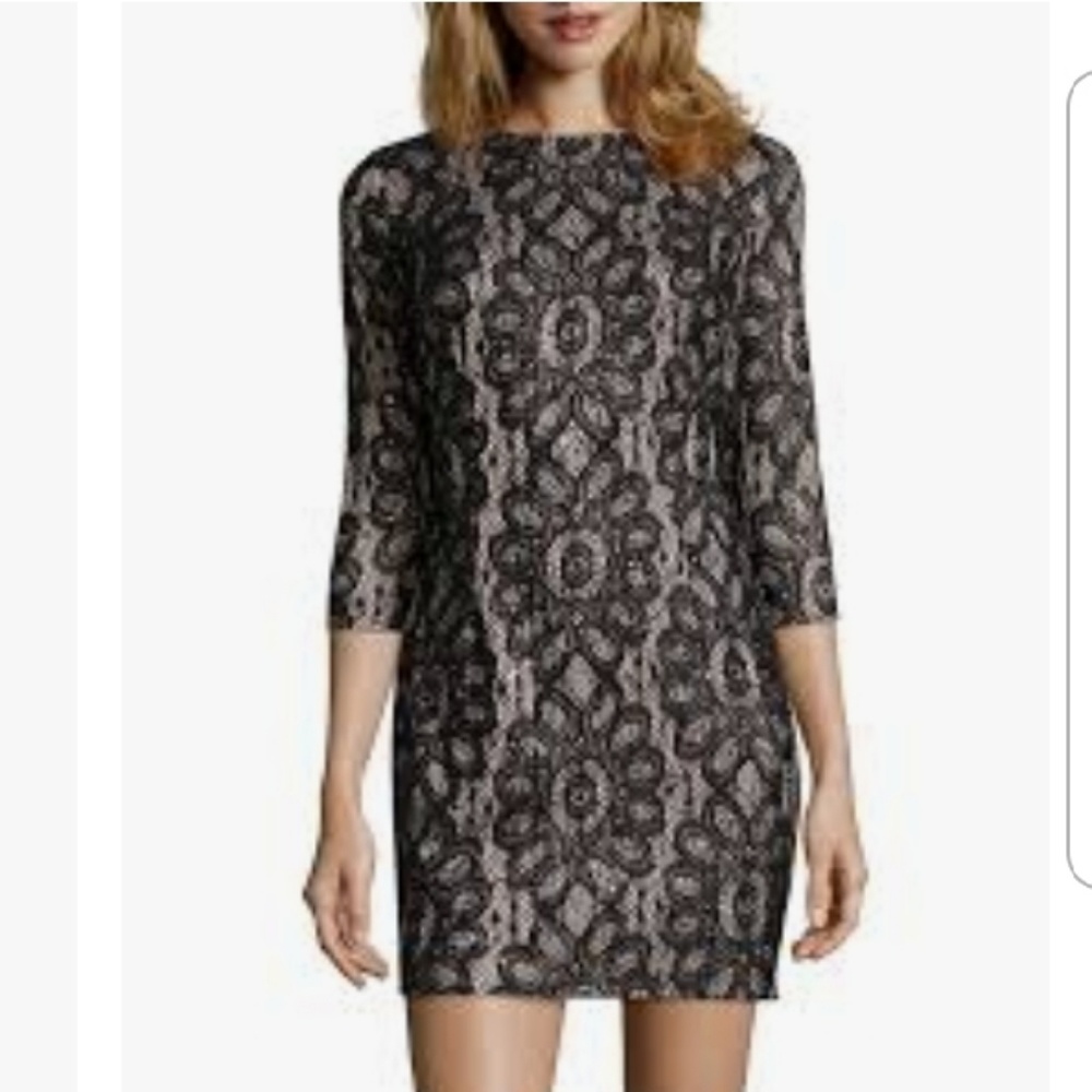 Nordstrom Black and Nude Sequined Sheath Dress